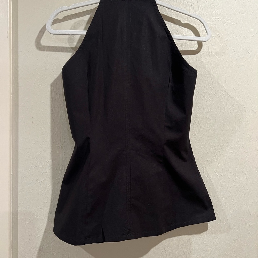 Chic Black Ruffle Halter Blouse - Picture 2 of 8